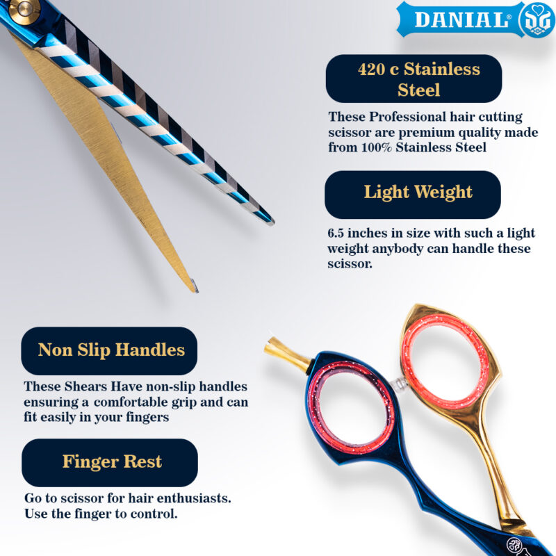 DANIAL BLUE & GOLD SCISSORS 6.5" - Image 2