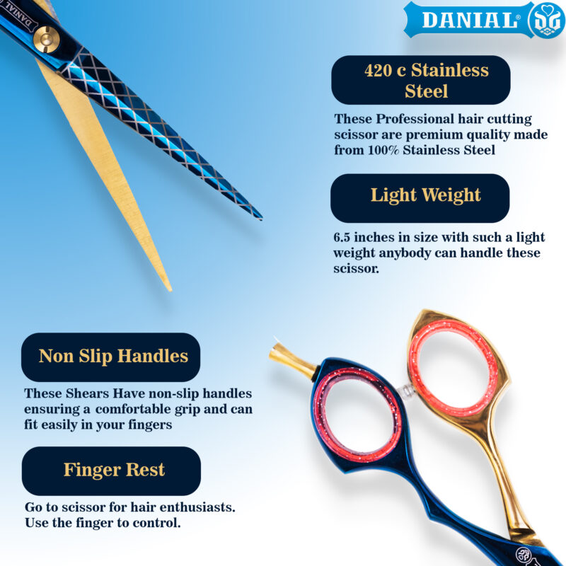 DANIAL BLUE & GOLD SCISSORS 6.5" - Image 4