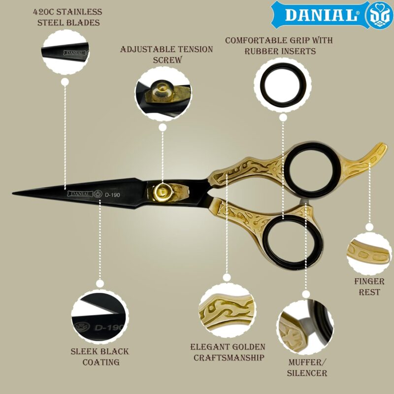 DANIAL PROFFESIONAL BLACK N GOLD SCISSOR 6.5" - Image 5